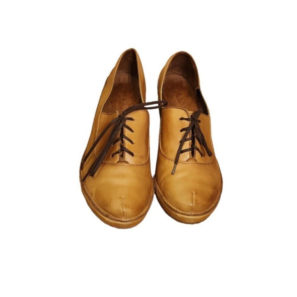 Rylko Relax Wedge Women's Size 38 Vintage Polish Leather Lace Up Camel Shoes